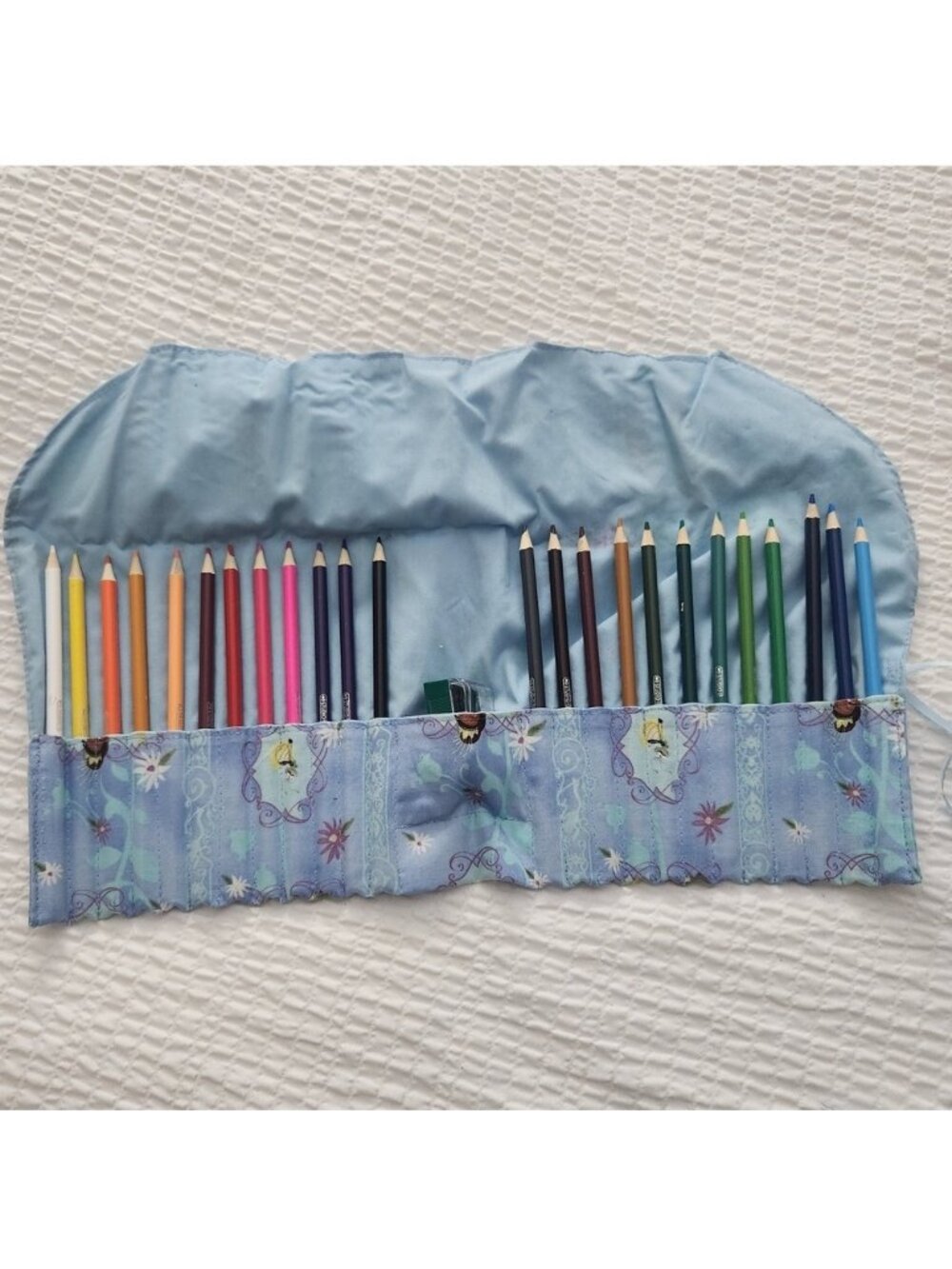 Disney Princess Fabric Pencil Roll Set Tiana Cinderella Belle Pink Blue 2 types